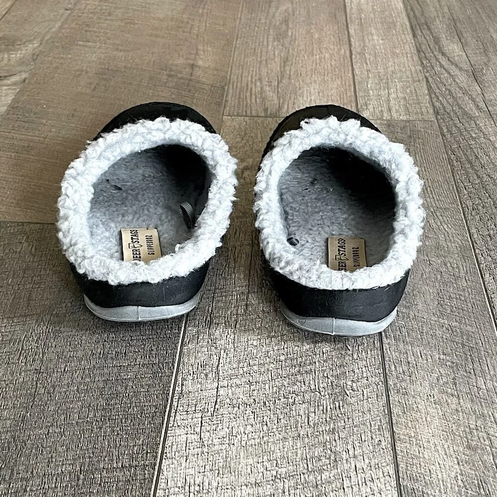 Deer Stags Black and Gray, Big-Kid, Unisex Slippers. Size 6.